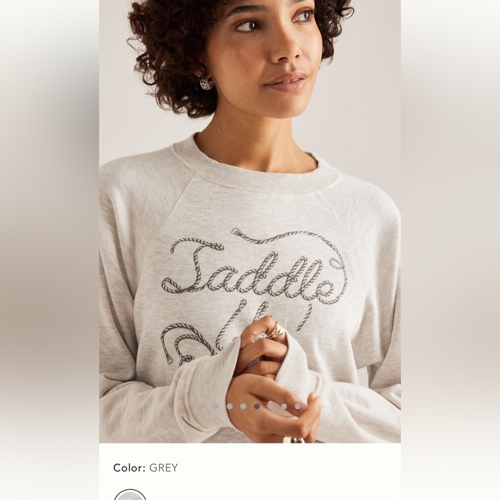 NWT new medium Anthropologie graphic crew neck sweatshirt saddle up gray western - Picture 8 of 17
